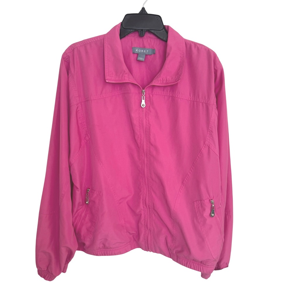 Koret Windbreaker Jacket Full Zip Lightweight Pink Large Vintage Athleisure